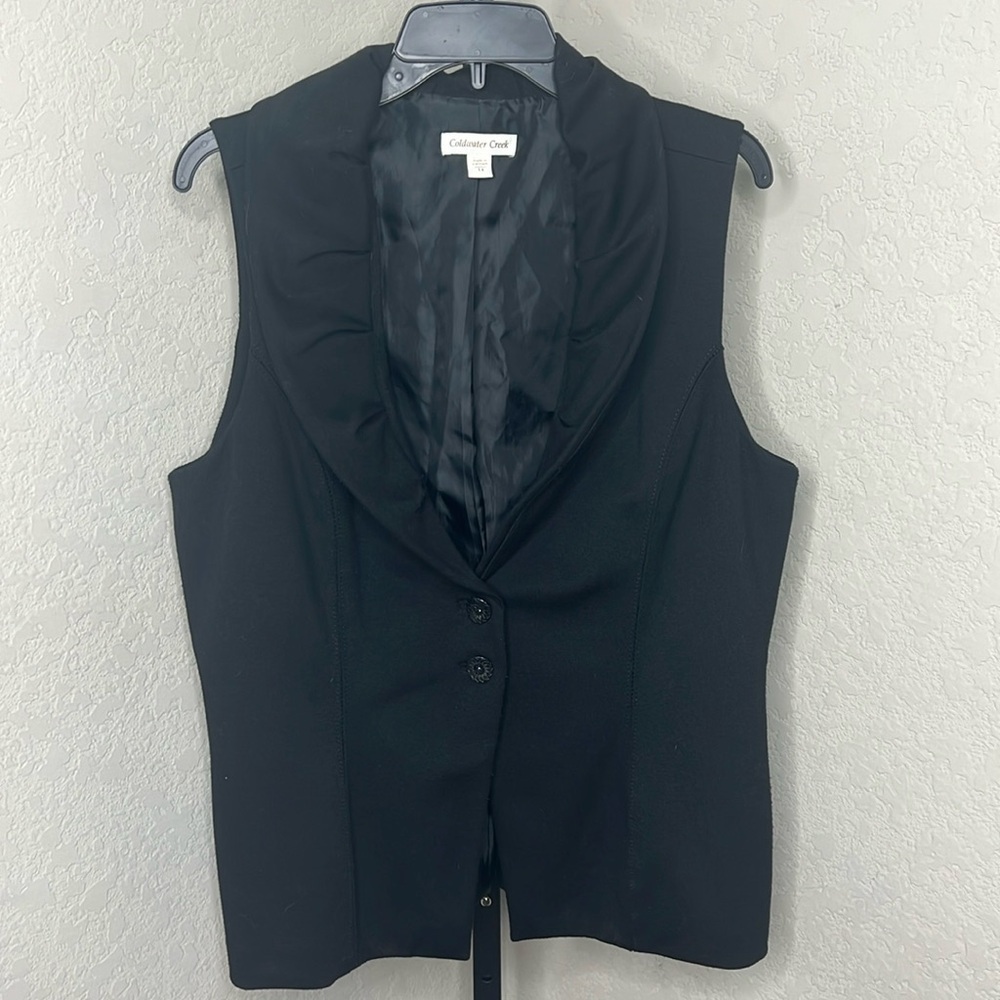 239 - Coldwater Creek EUC Black Polyester/Rayon Vest, Size 14
